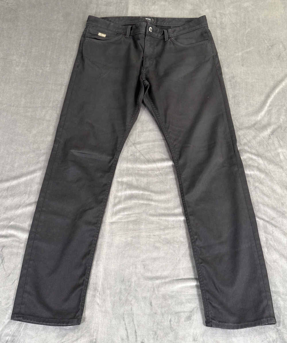 Hugo Boss Jeans Mens W36 L32 Black Denim Delaware Slim Fit Straight Free Ship